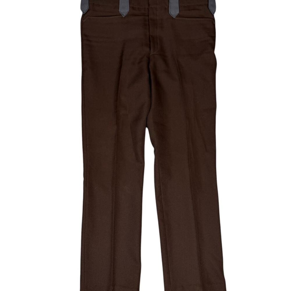 Brown straight‎ leg trousers with